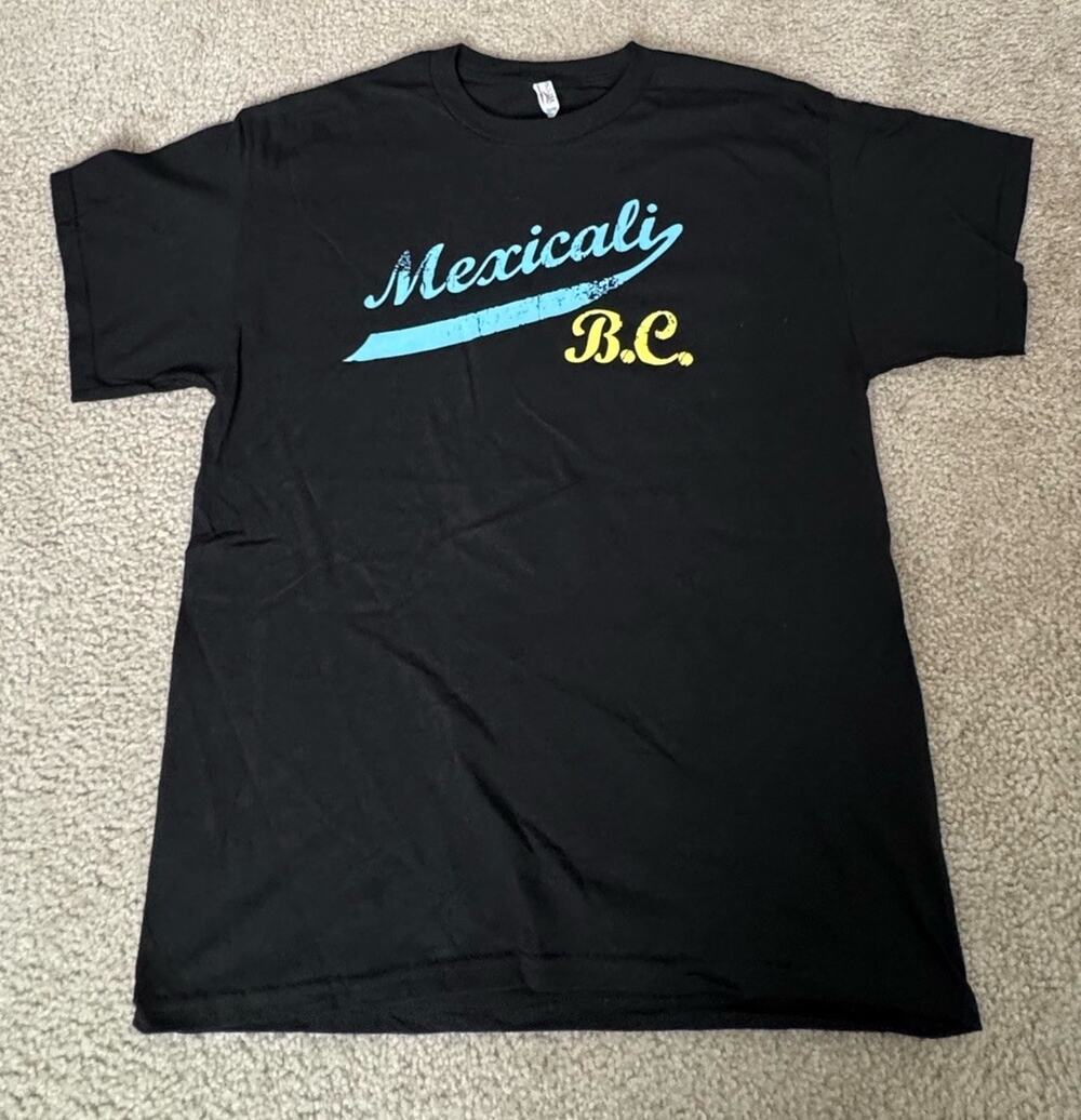 Alstyle Mexicali B.C. Mexico Graphic T Shirt Mens Large Black 100% Cotton NEW